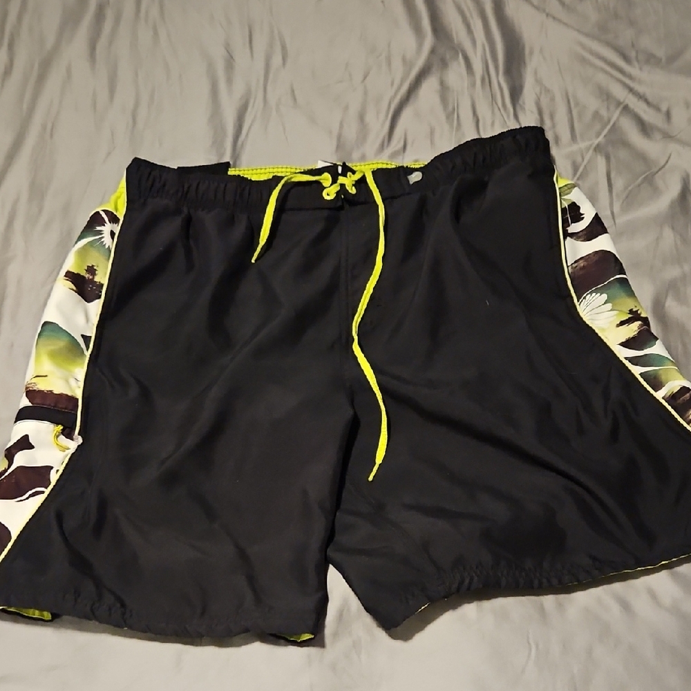 Nike Black and Yellow Board Shorts Swimwear